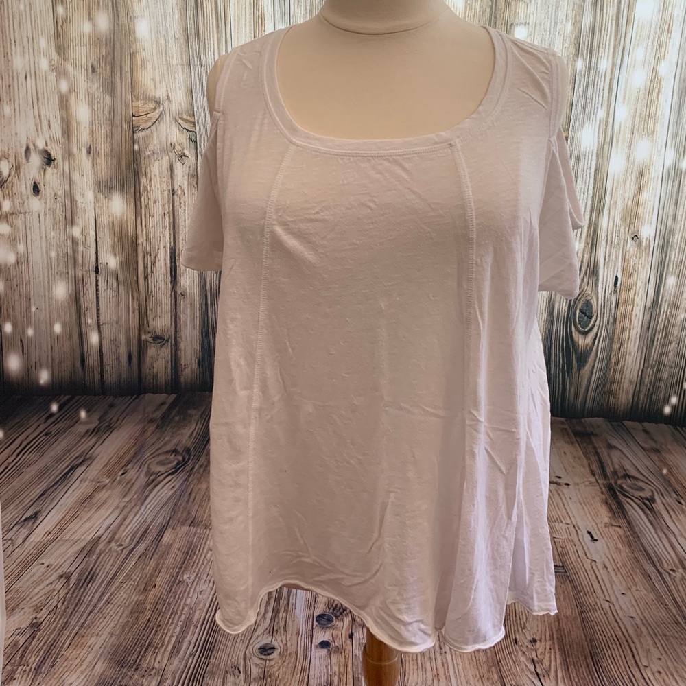 Torrid white bare shoulder t-shirt.